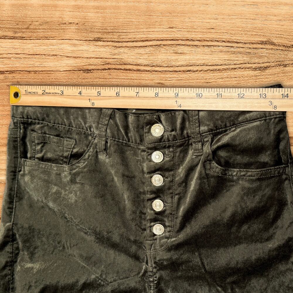 7 For All Mankind High Waist Velvet Ankle Skinny Button Fly Jeans Olive Green 28 - Picture 8 of 11